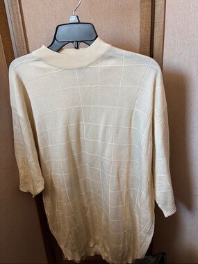 Men’s Silk  Bachrach Grid  Knit Pullover Sweater XXL